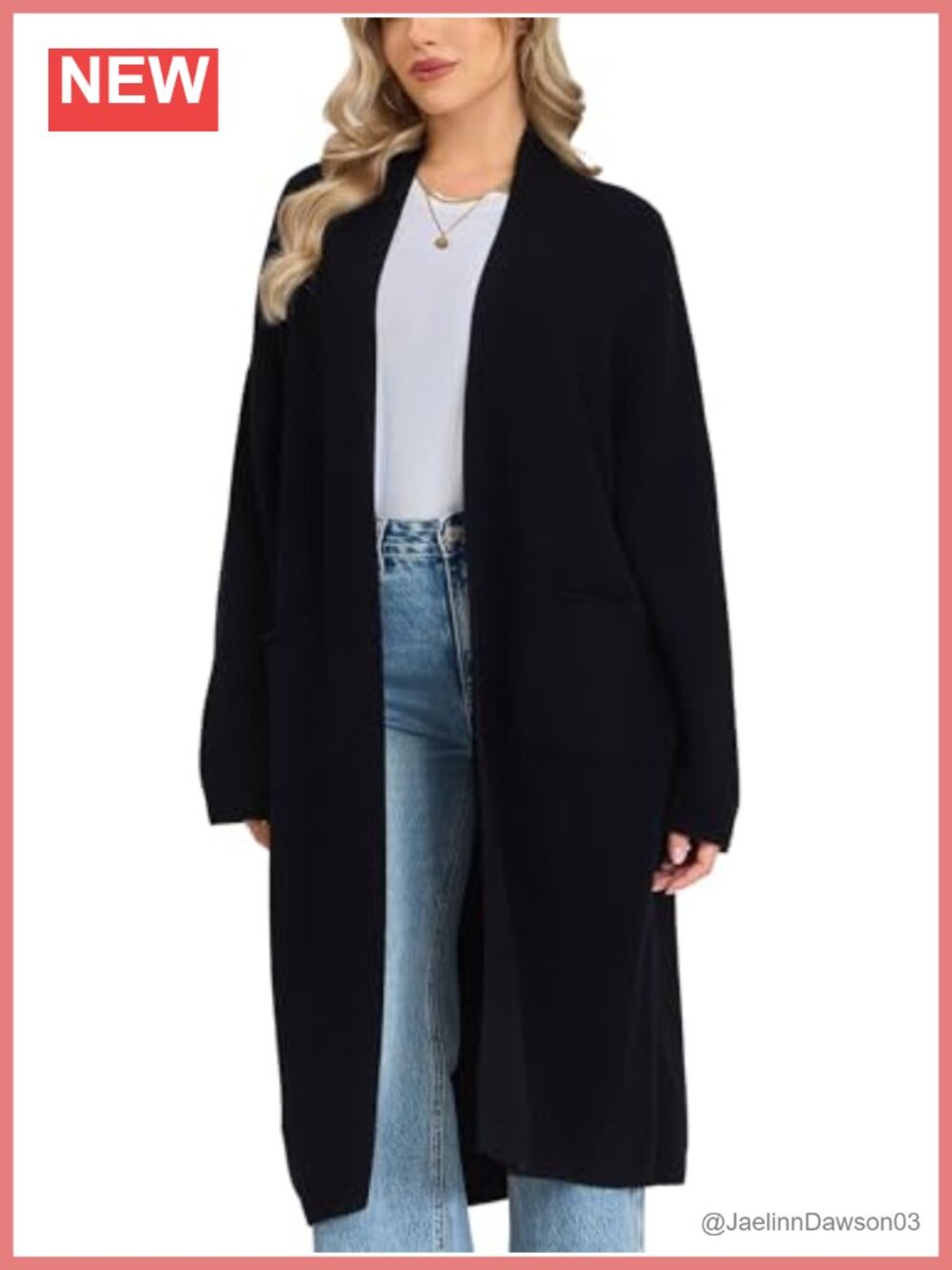 100% Merino Wool Long Cardigan Sweater with Pockets